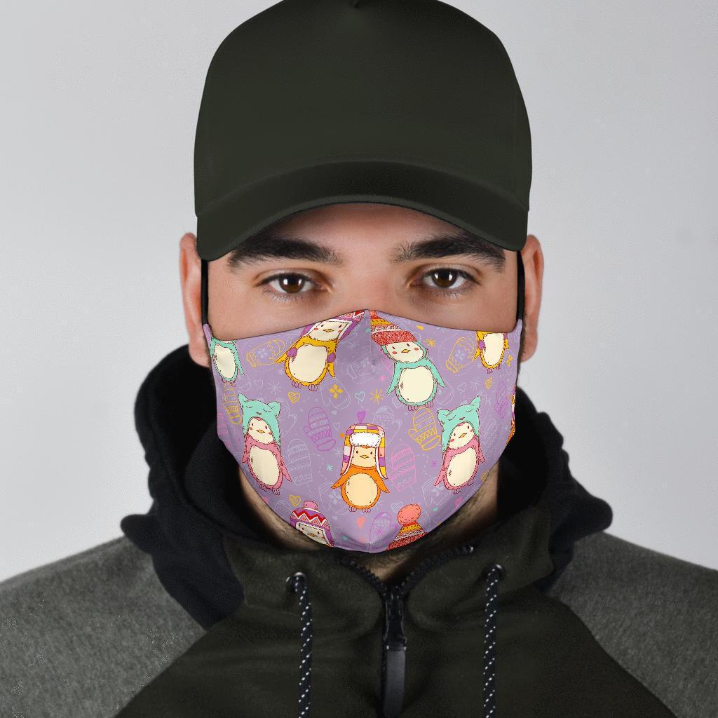 Penguin Pattern Print Face Mask-grizzshop