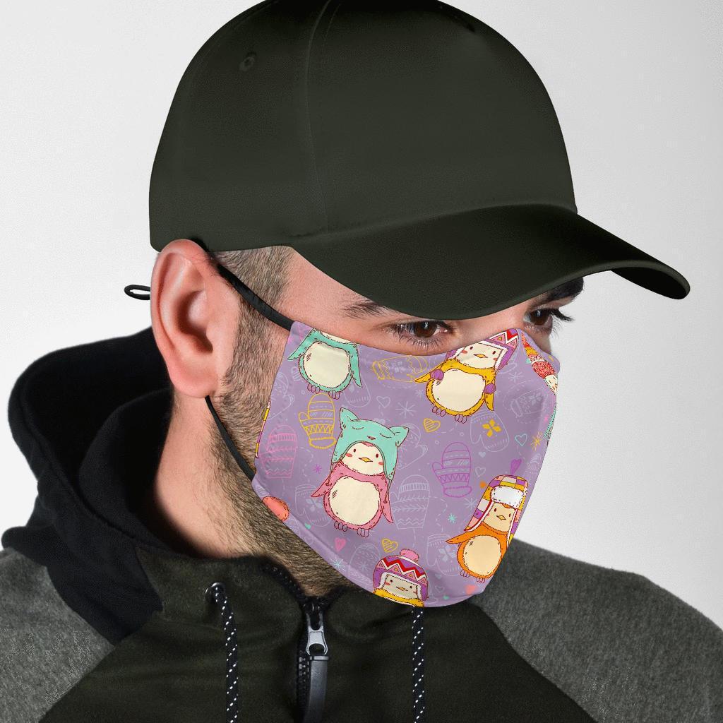 Penguin Pattern Print Face Mask-grizzshop