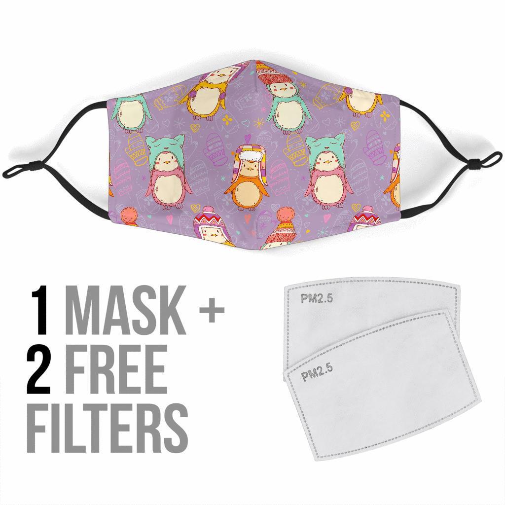 Penguin Pattern Print Face Mask-grizzshop