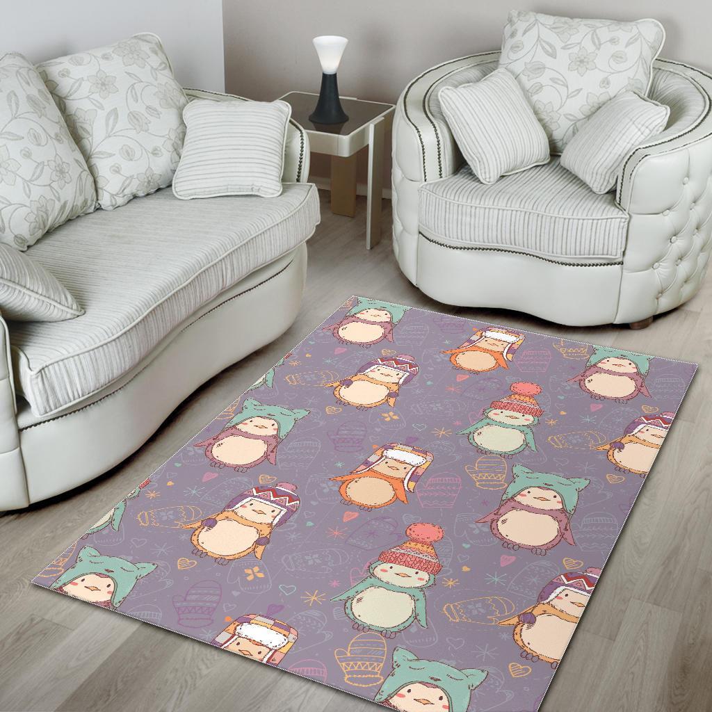 Penguin Pattern Print Floor Mat-grizzshop