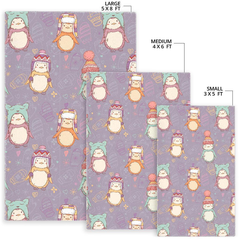 Penguin Pattern Print Floor Mat-grizzshop