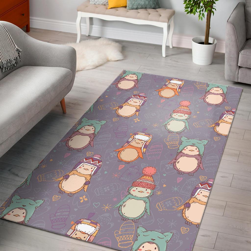 Penguin Pattern Print Floor Mat-grizzshop