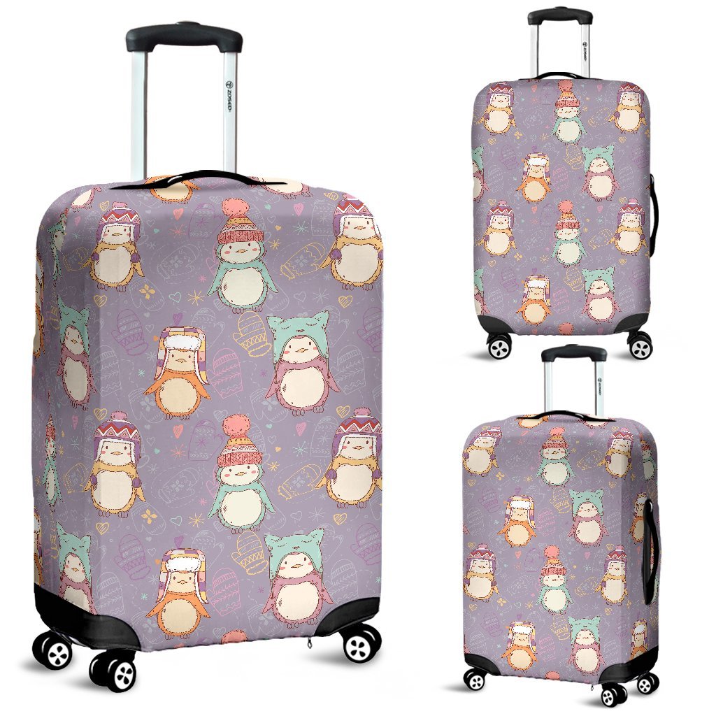 Penguin Pattern Print Luggage Cover Protector-grizzshop