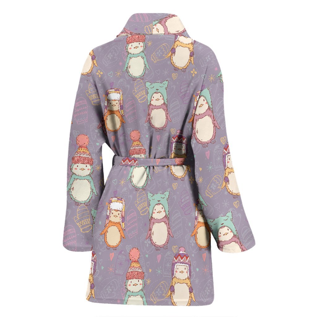 Penguin Pattern Print Pattern Print Women Long Robe-grizzshop