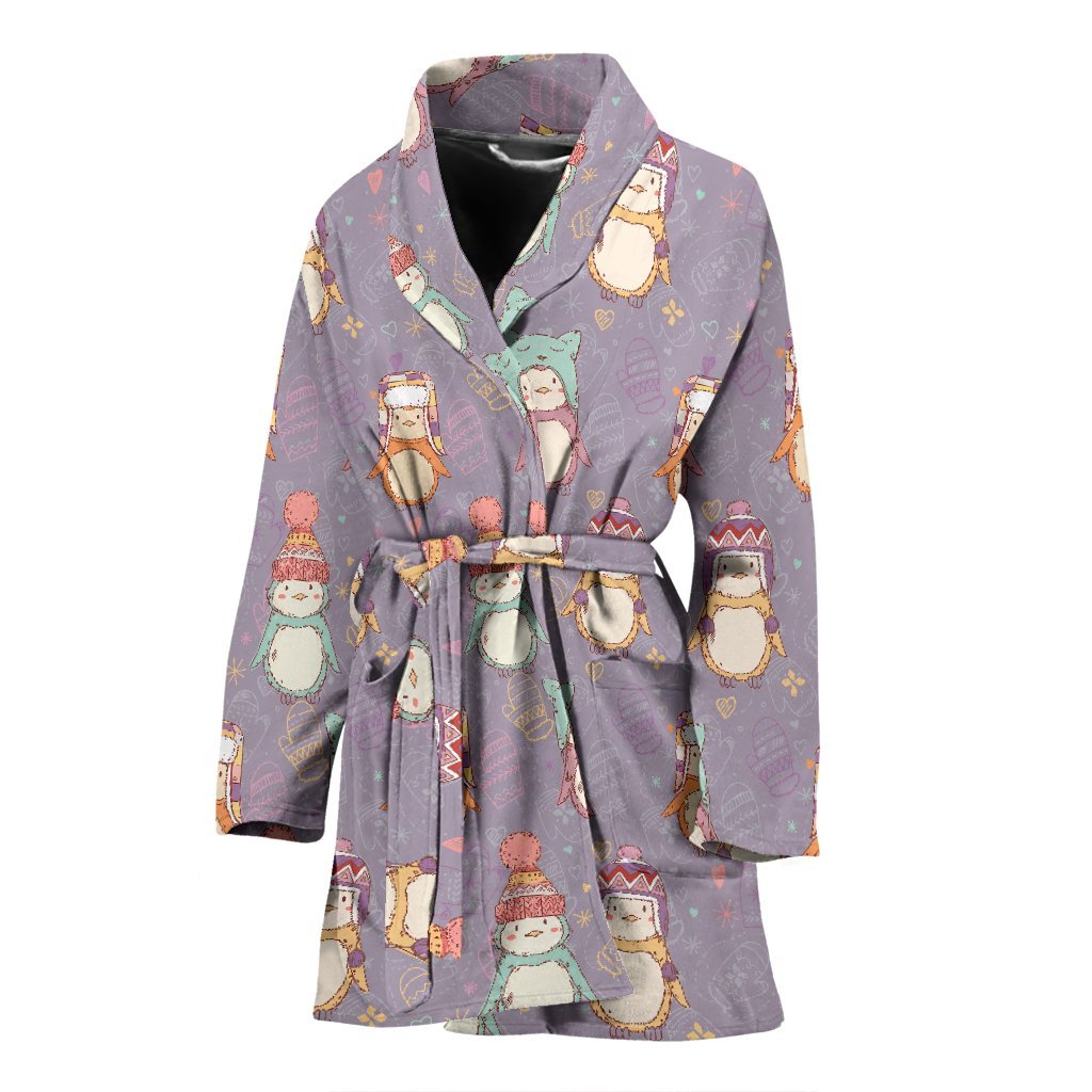Penguin Pattern Print Pattern Print Women Long Robe-grizzshop
