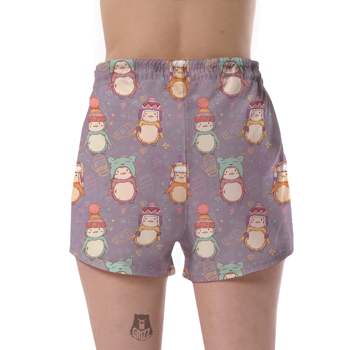 Penguin Pattern Print Women's Shorts-grizzshop