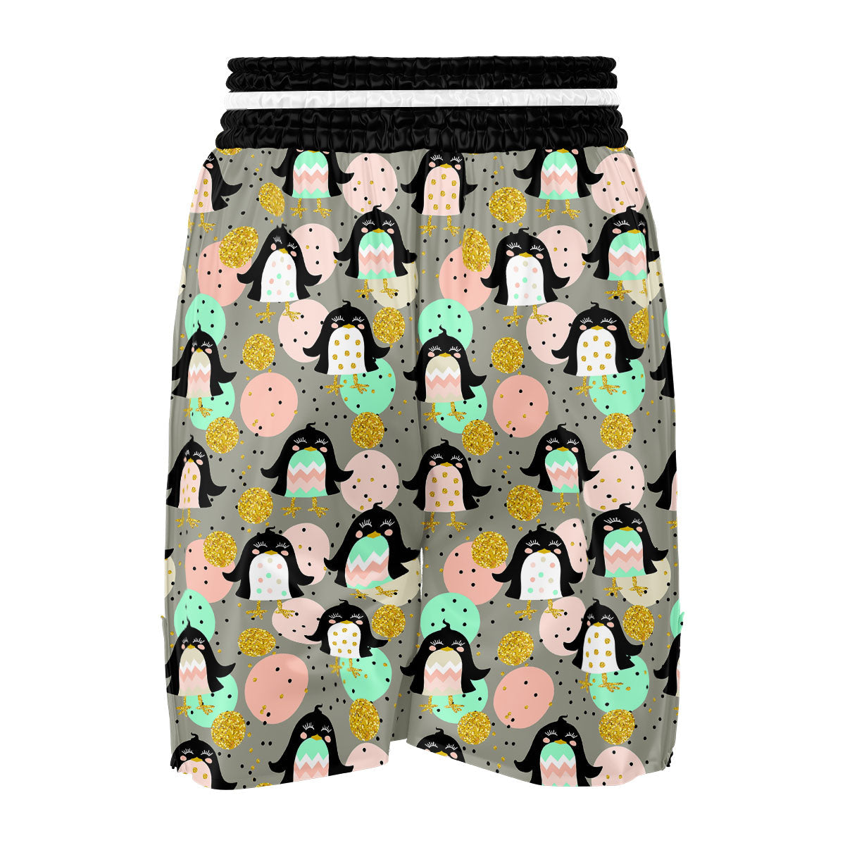 Penguin Pink Polka Print Pattern Boxing Shorts-grizzshop