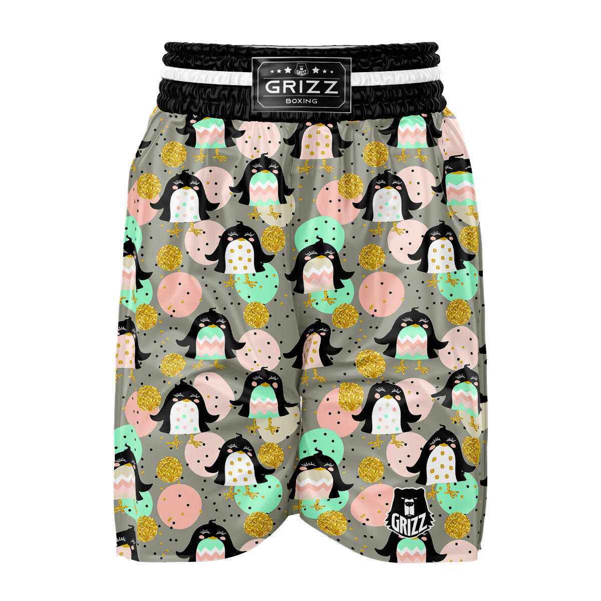 Penguin Pink Polka Print Pattern Boxing Shorts-grizzshop