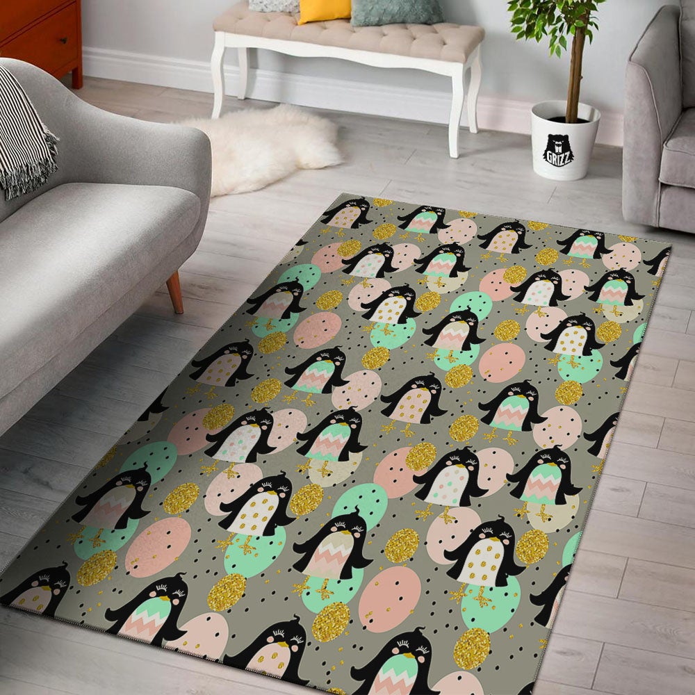 Penguin Pink Polka Print Pattern Floor Mat-grizzshop
