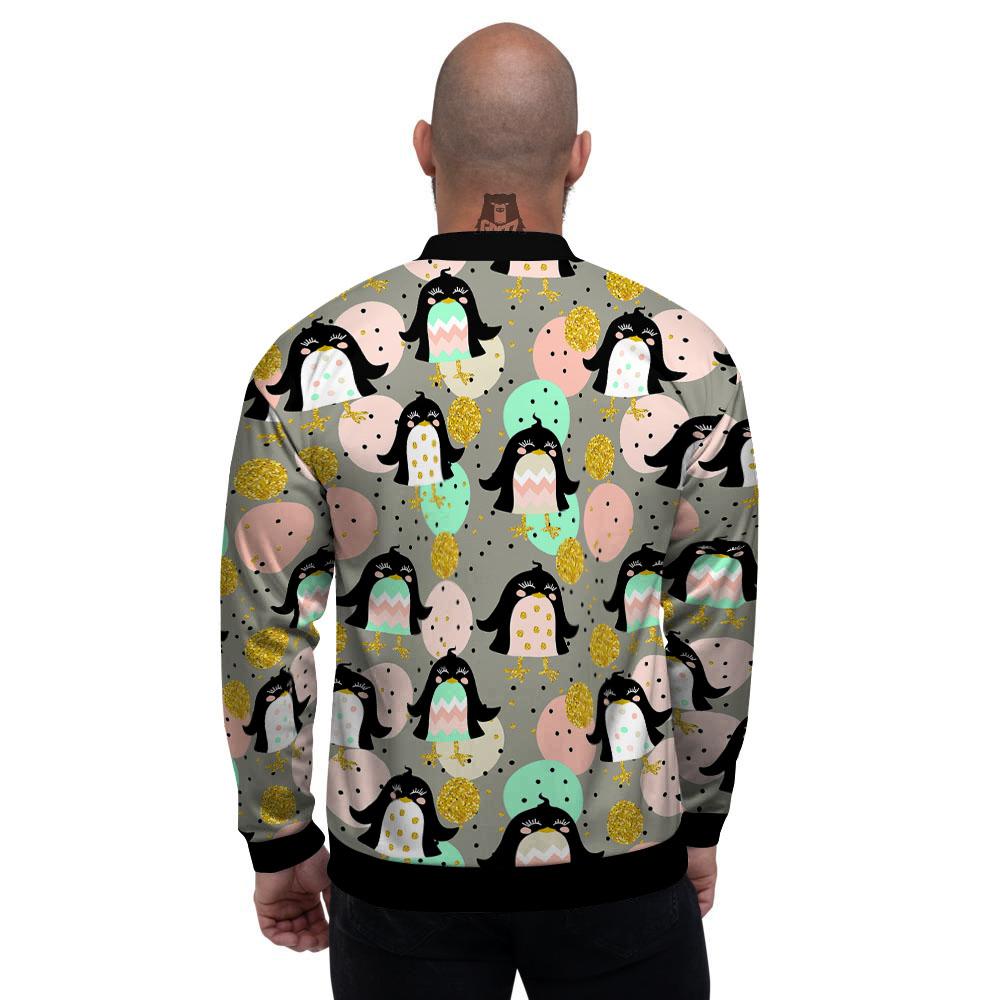 Penguin Pink Polka Print Pattern Men's Bomber Jacket-grizzshop
