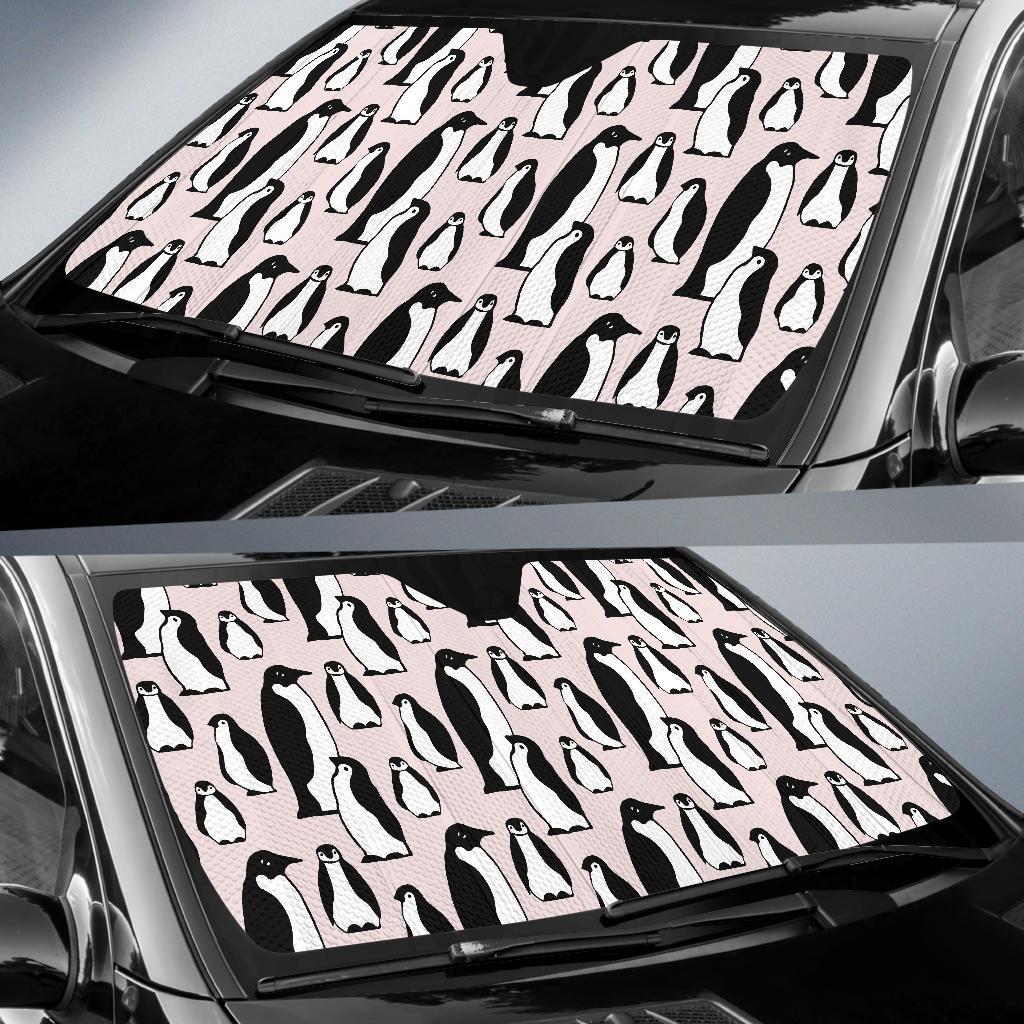 Penguin Print Pattern Car Sun Shade-grizzshop