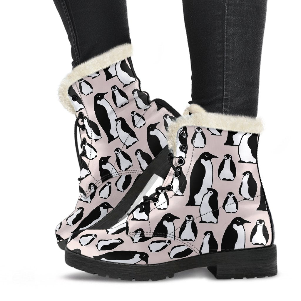 Penguin Print Pattern Comfy Winter Boots-grizzshop