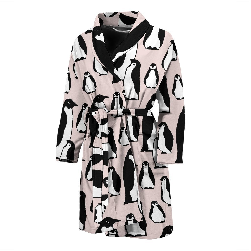 Penguin Print Pattern Men Long Robe-grizzshop