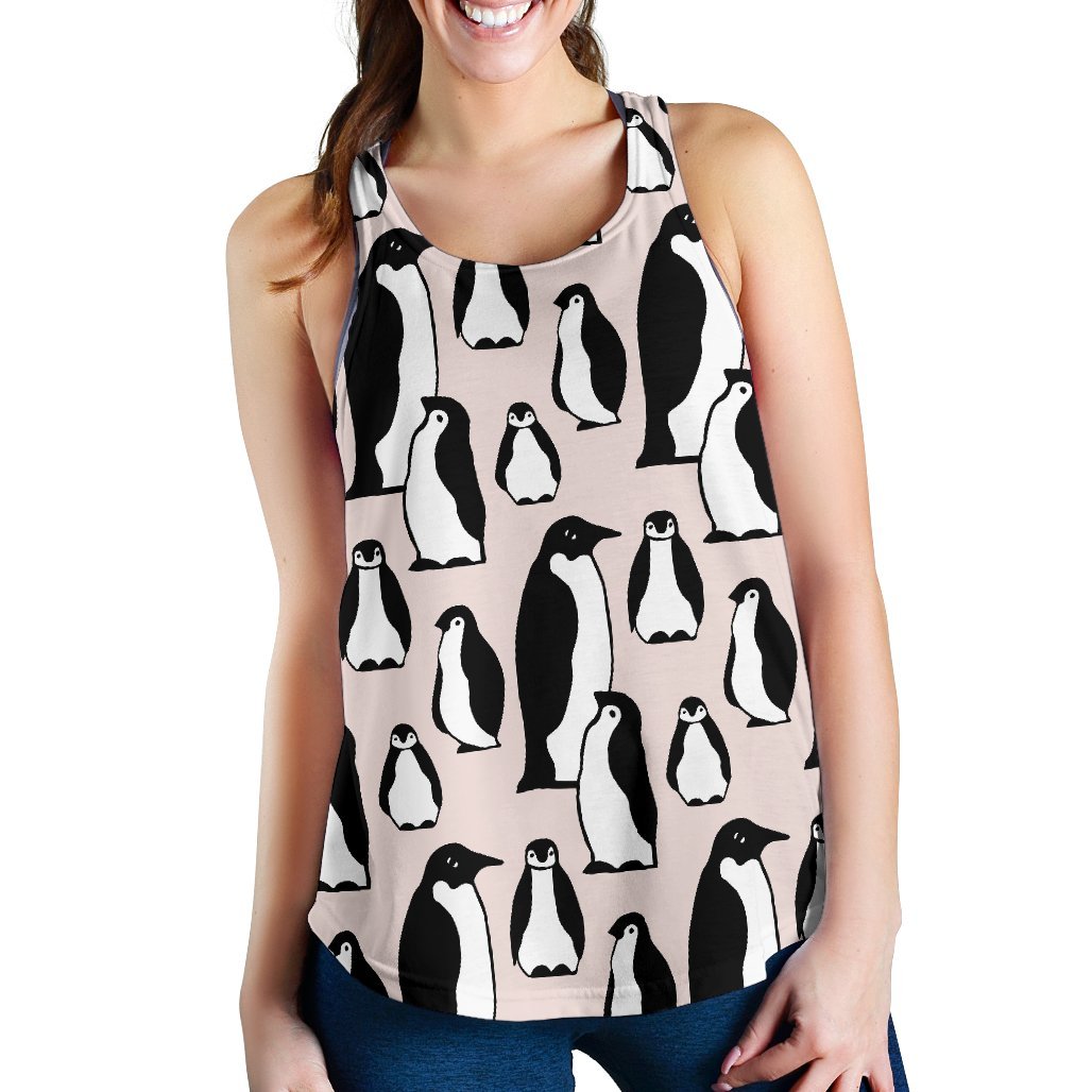 Penguin Print Pattern Women's Racerback Tank Tops-grizzshop