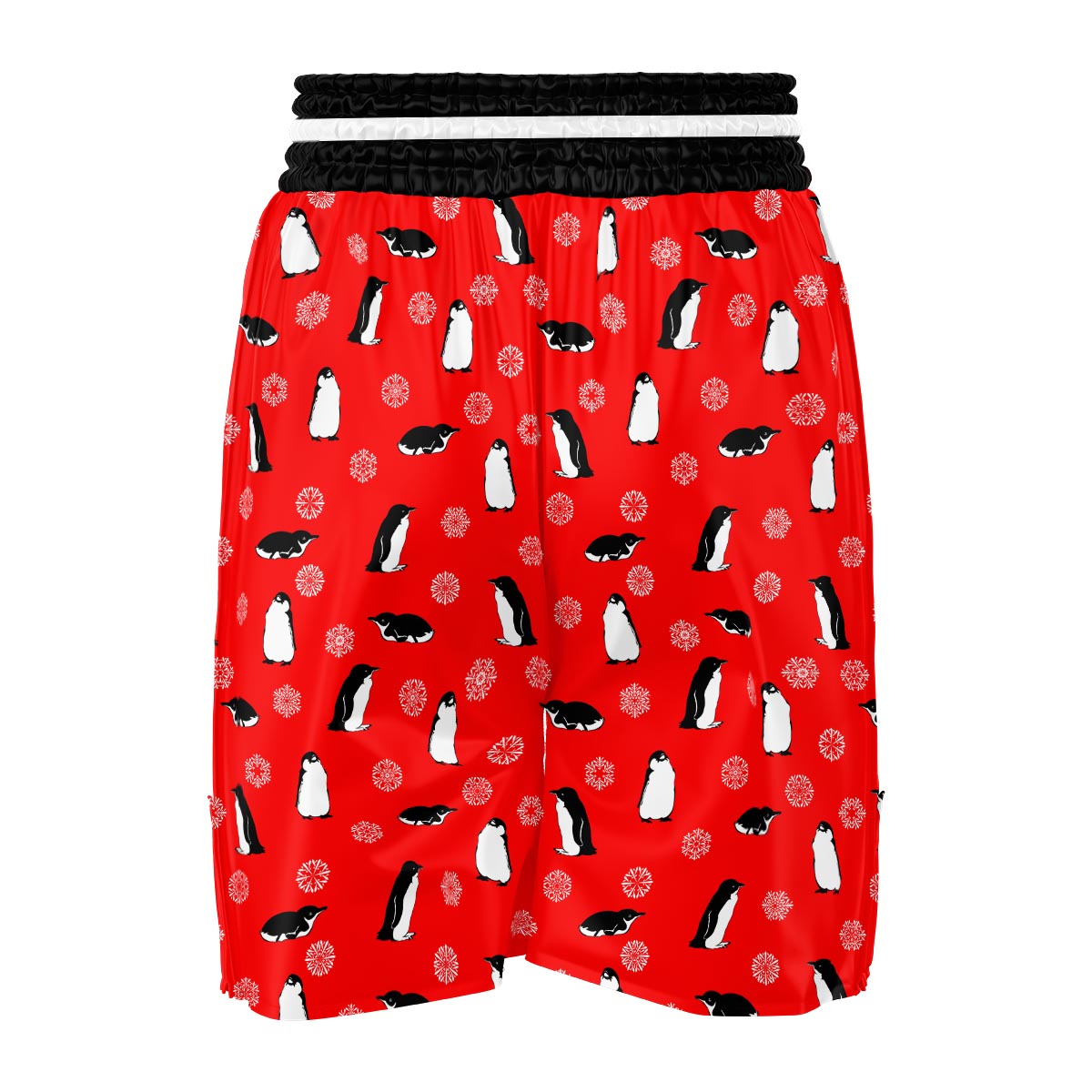 Penguin Red Snow Print Pattern Boxing Shorts-grizzshop