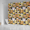 Penguin Waffle Pattern Print Bathroom Shower Curtain-grizzshop