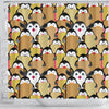 Penguin Waffle Pattern Print Bathroom Shower Curtain-grizzshop