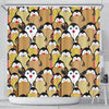 Penguin Waffle Pattern Print Bathroom Shower Curtain-grizzshop