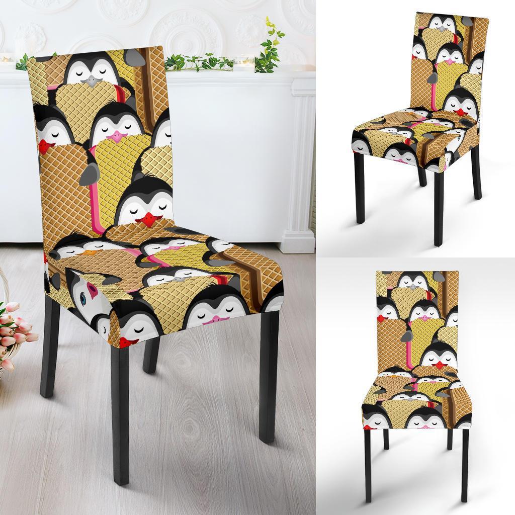 Penguin Waffle Pattern Print Chair Cover-grizzshop