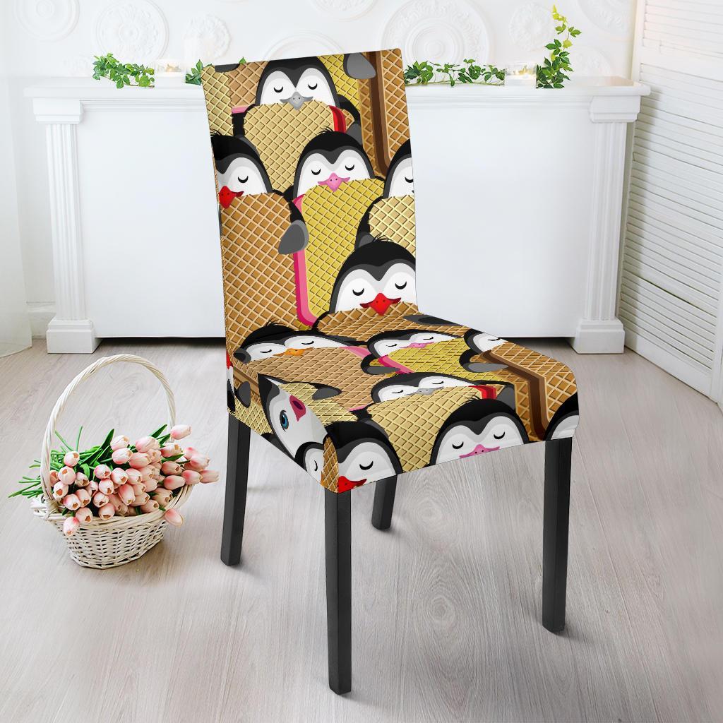 Penguin Waffle Pattern Print Chair Cover-grizzshop