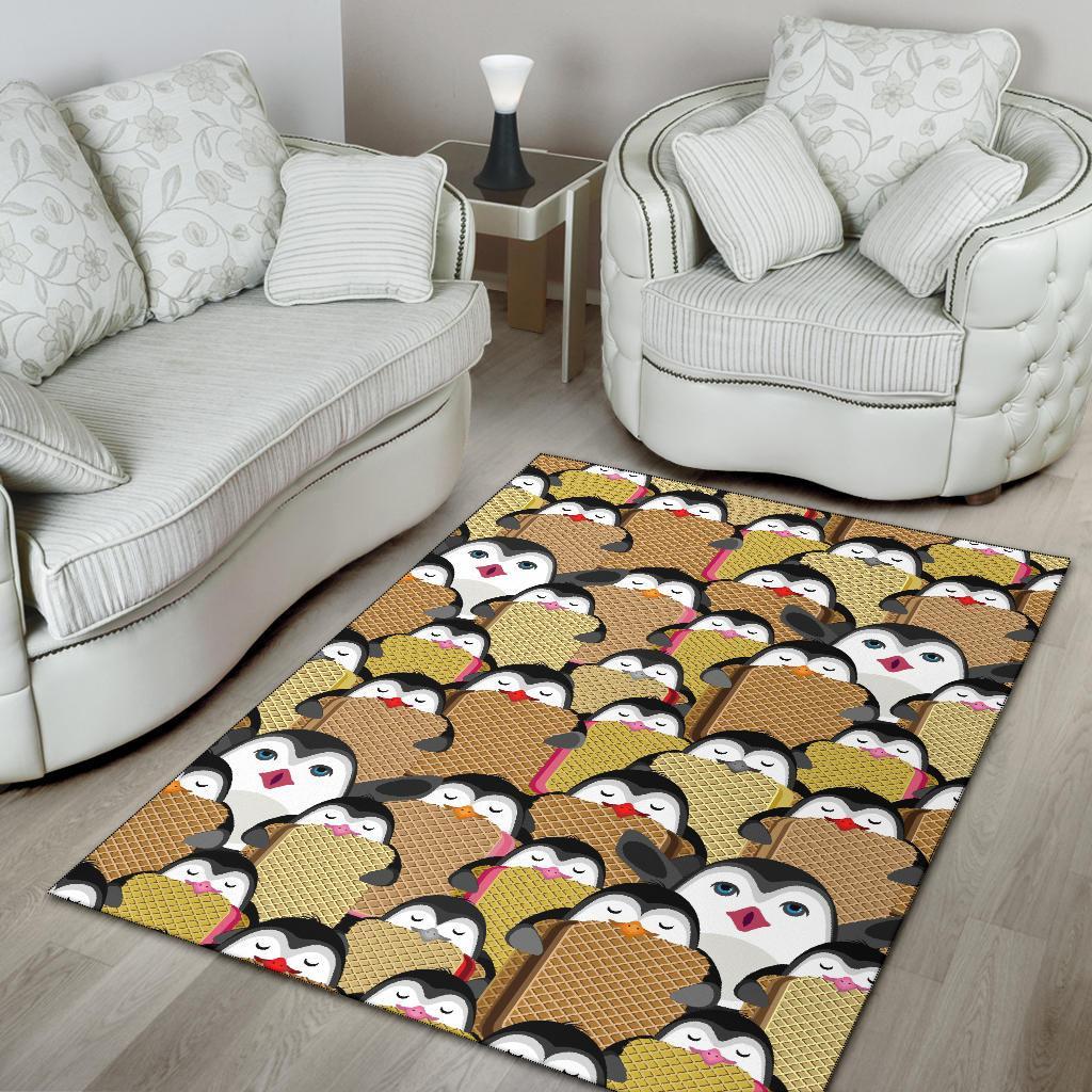 Penguin Waffle Pattern Print Floor Mat-grizzshop