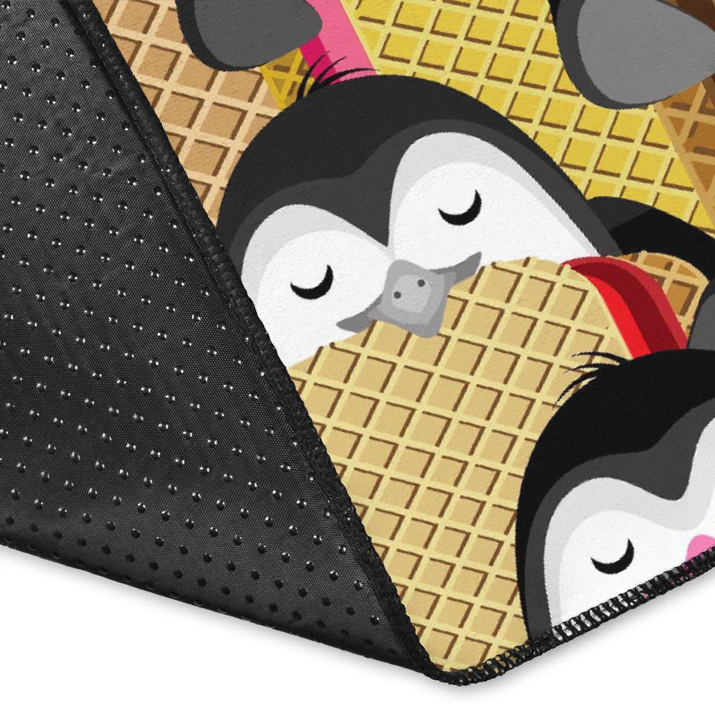 Penguin Waffle Pattern Print Floor Mat-grizzshop