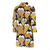 Penguin Waffle Pattern Print Men Long Robe-grizzshop