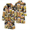 Penguin Waffle Pattern Print Men Long Robe-grizzshop