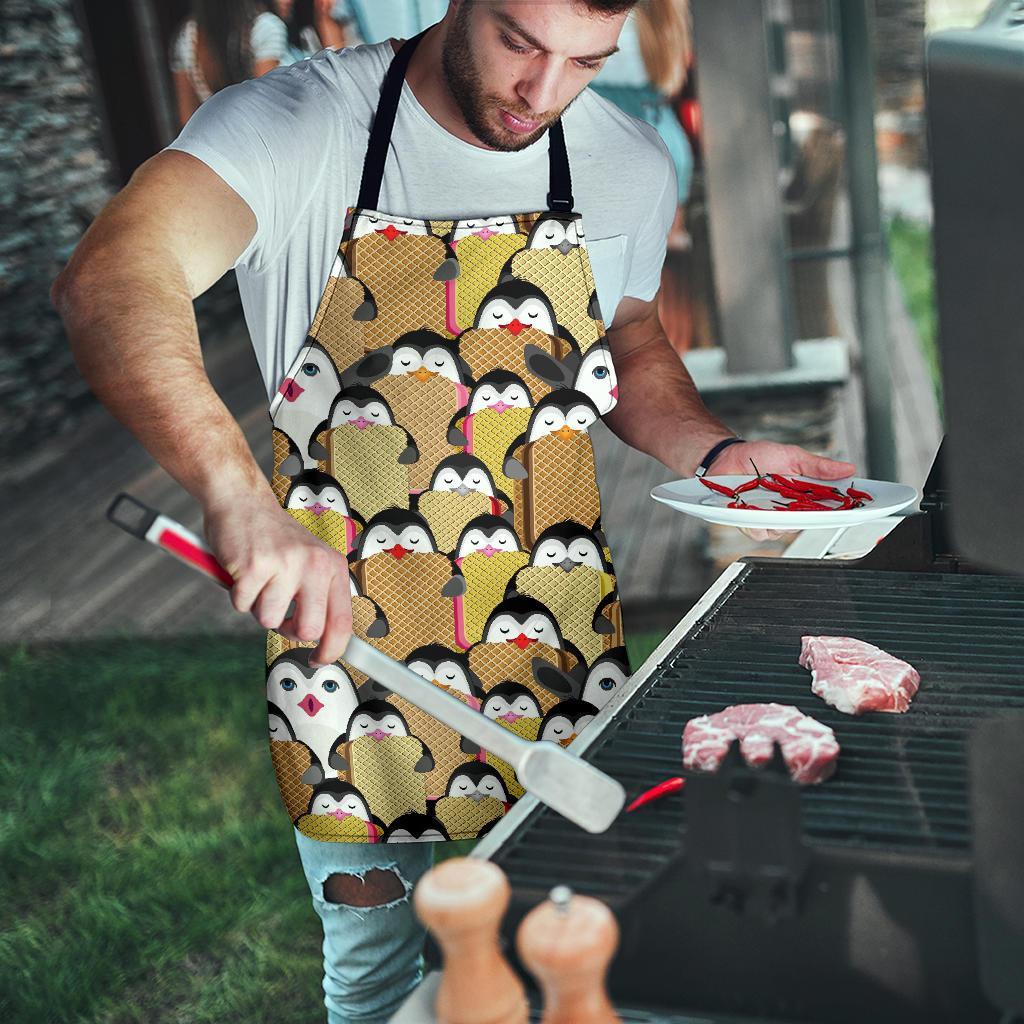 Penguin Waffle Pattern Print Men's Apron-grizzshop