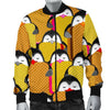 Penguin Waffle Pattern Print Men's Bomber Jacket-grizzshop