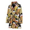 Penguin Waffle Pattern Print Women Long Robe-grizzshop