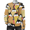 Penguin Waffle Pattern Print Women's Sweatshirt-grizzshop