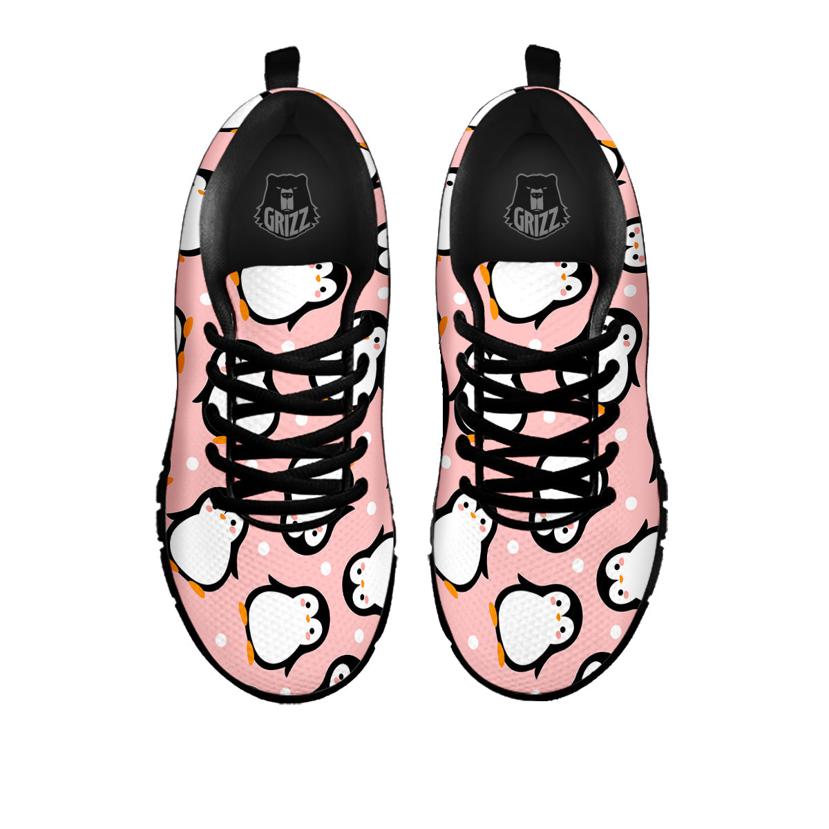 Penguin Xmas Print Pattern Black Sneaker-grizzshop