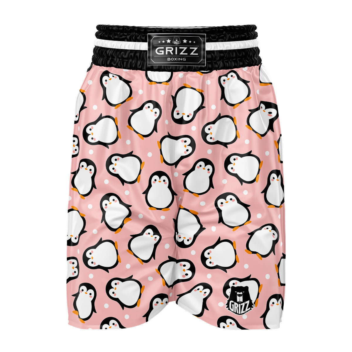Penguin Xmas Print Pattern Boxing Shorts-grizzshop