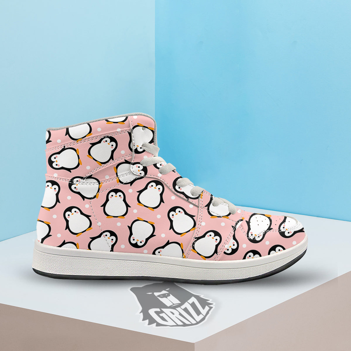 Penguin Xmas Print Pattern High Top Sneakers-grizzshop