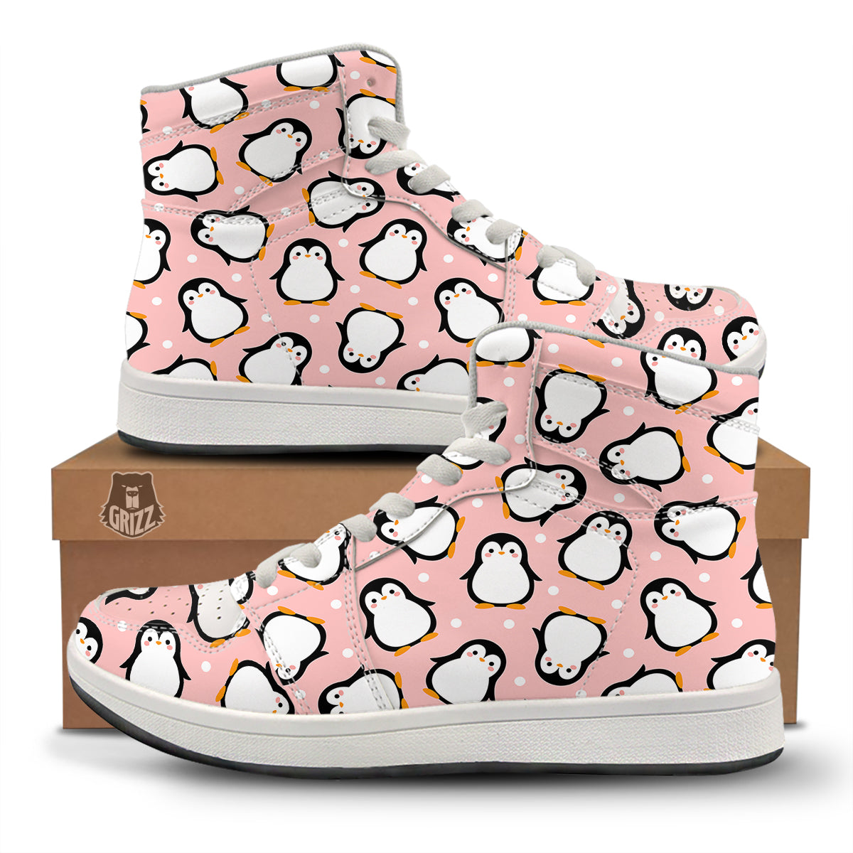 Penguin Xmas Print Pattern High Top Sneakers-grizzshop