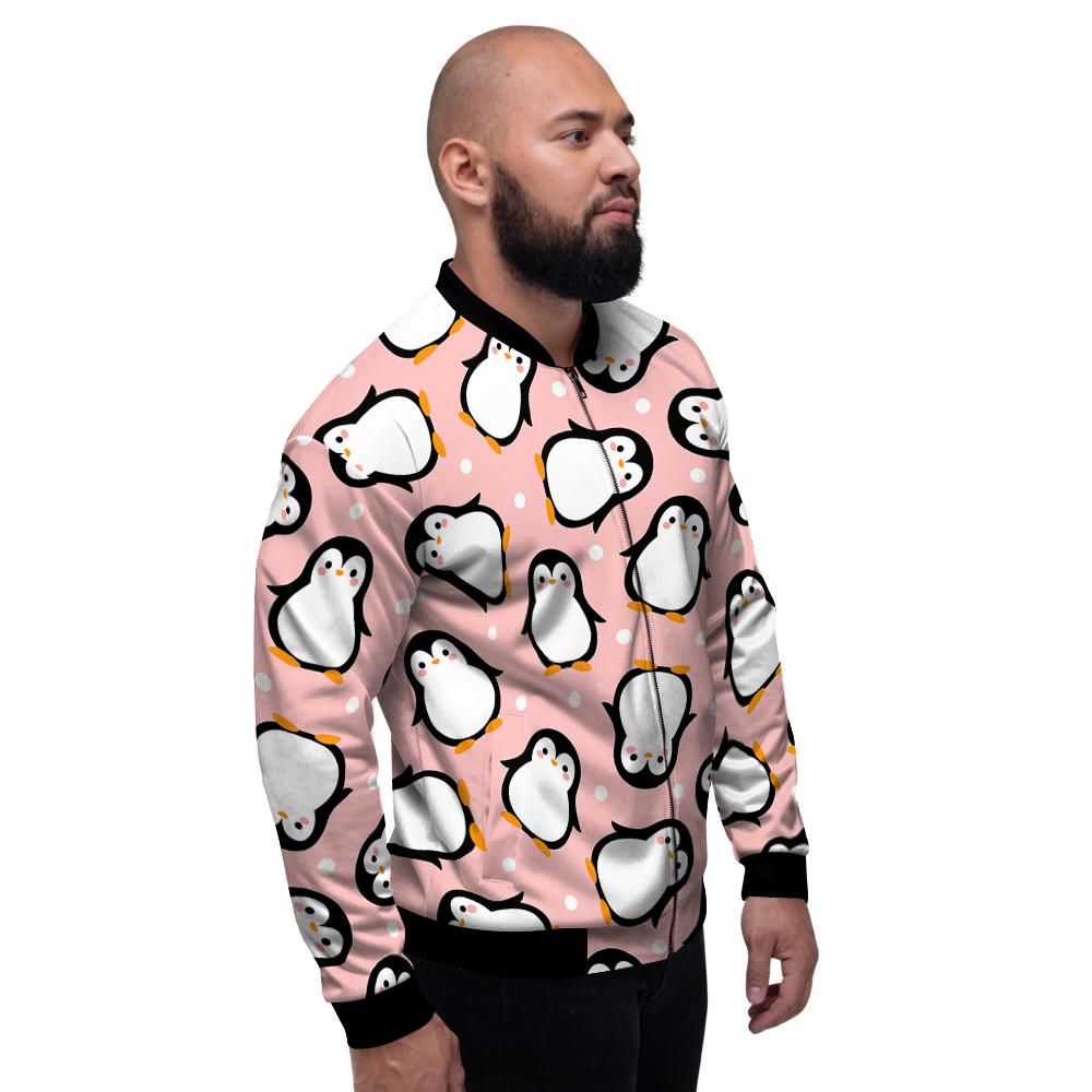 Penguin Xmas Print Pattern Men's Bomber Jacket-grizzshop