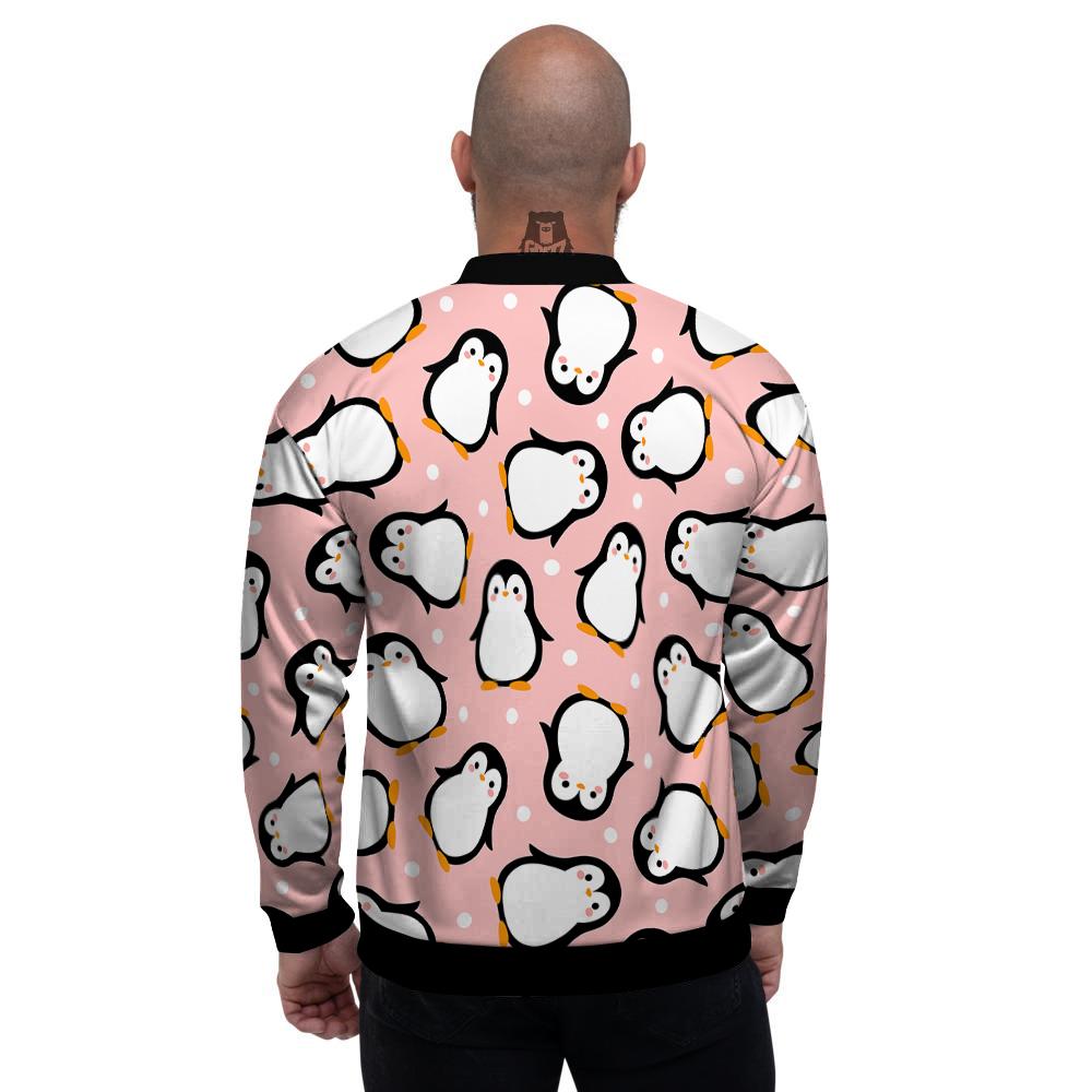 Penguin Xmas Print Pattern Men's Bomber Jacket-grizzshop