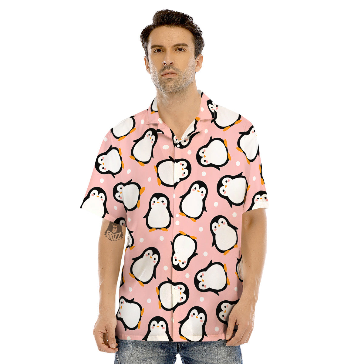 Penguin Xmas Print Pattern Men's Hawaiian Shirt-grizzshop
