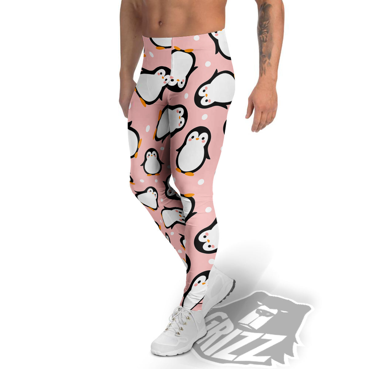 Penguin Xmas Print Pattern Men's Leggings-grizzshop