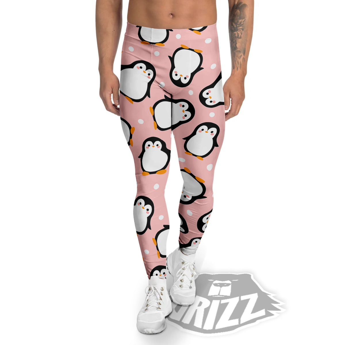 Penguin Xmas Print Pattern Men's Leggings-grizzshop