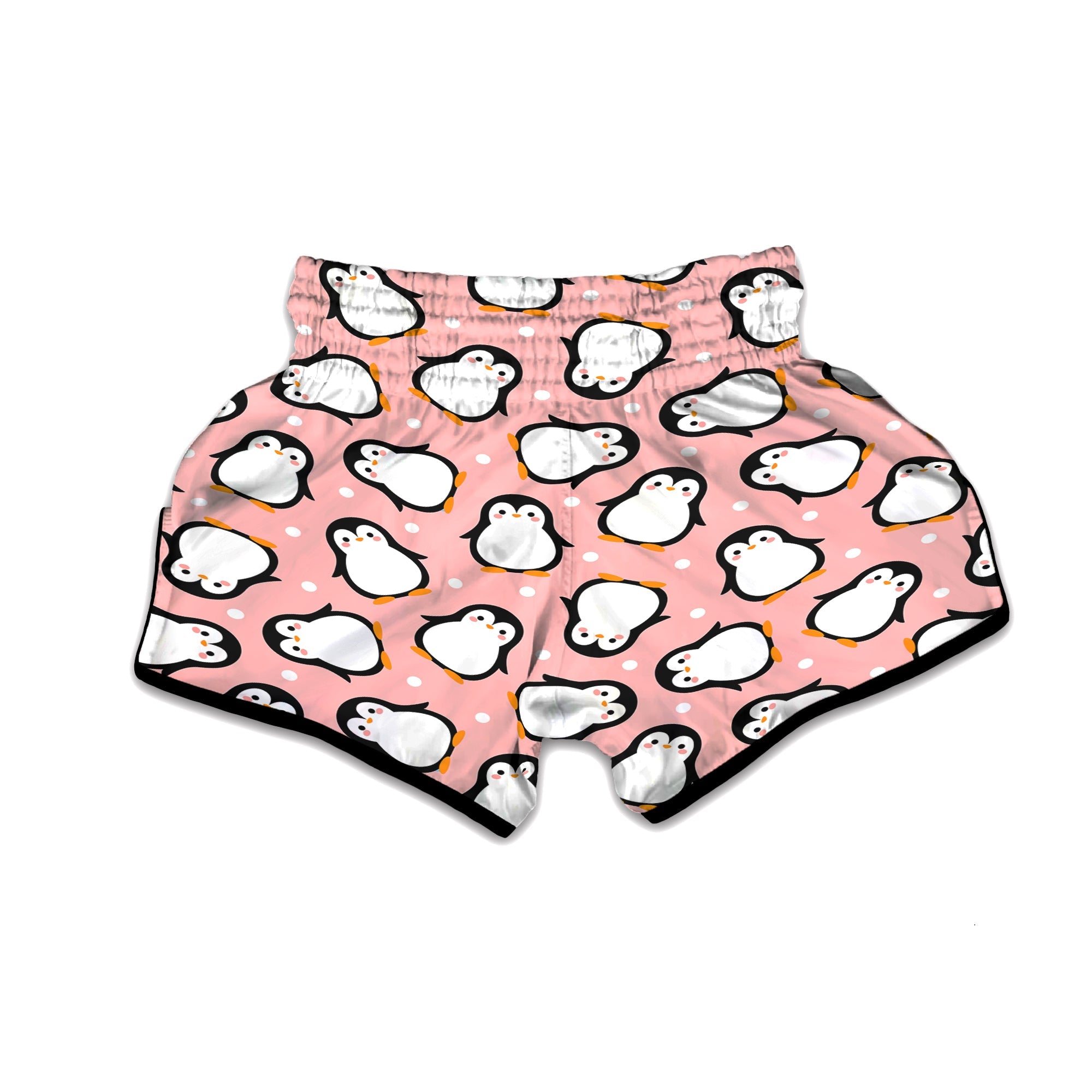 Penguin Xmas Print Pattern Muay Thai Boxing Shorts-grizzshop