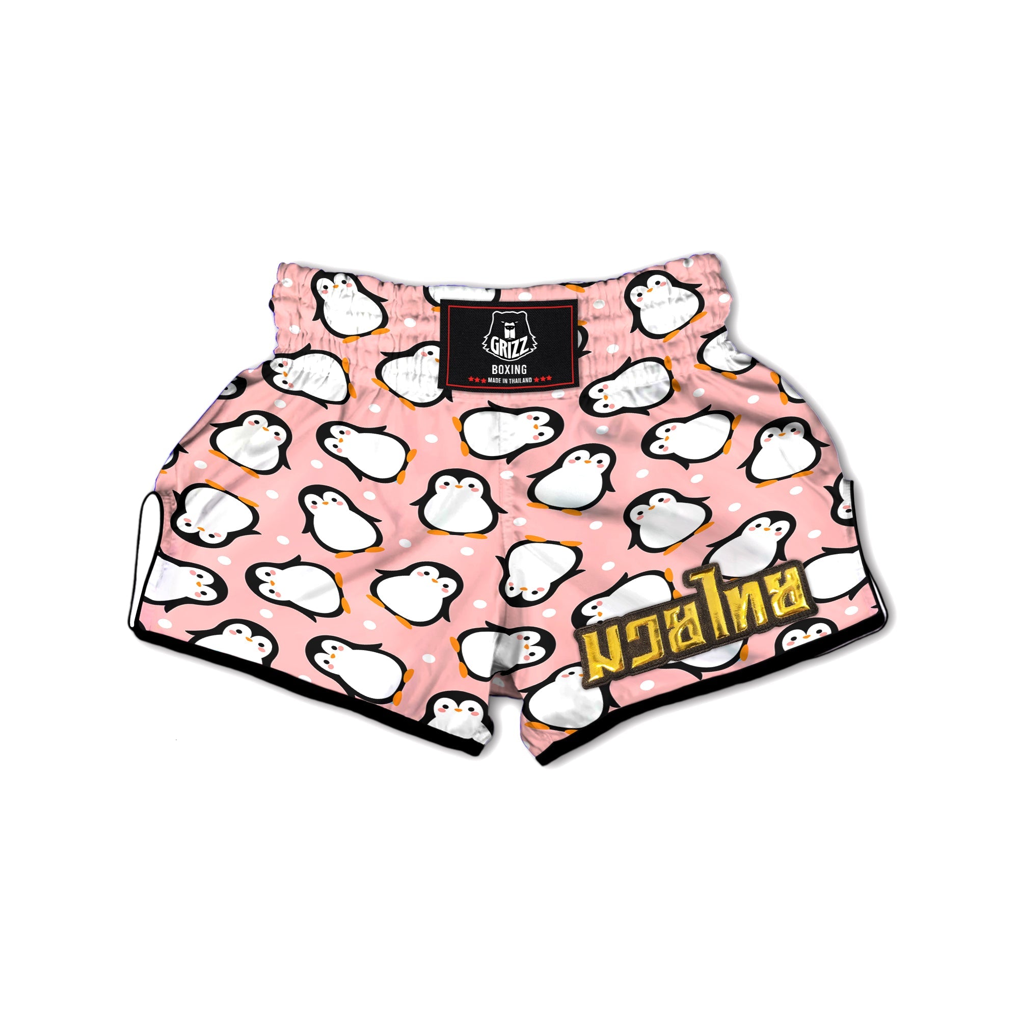 Penguin Xmas Print Pattern Muay Thai Boxing Shorts-grizzshop