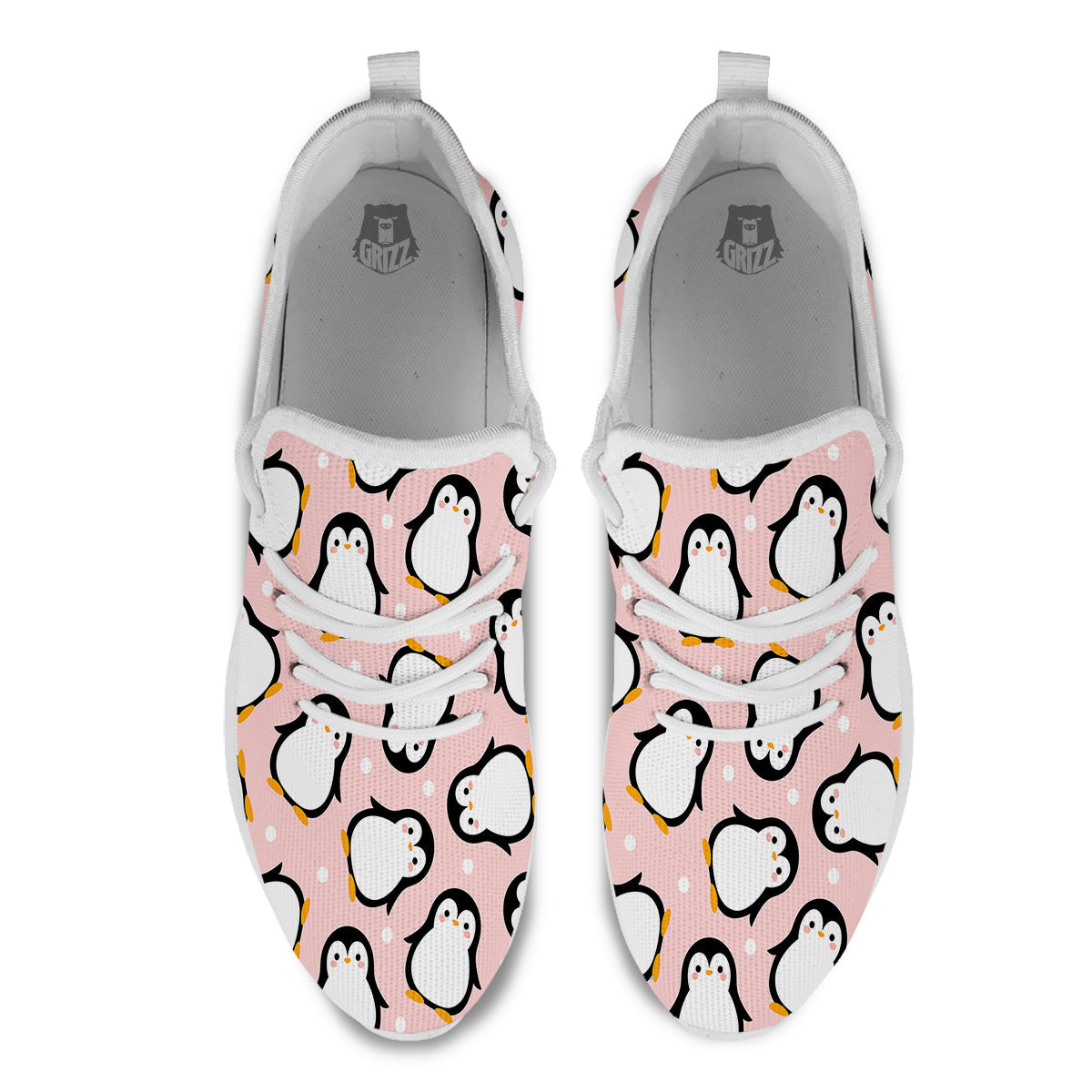 Penguin Xmas Print Pattern White Athletic Shoes-grizzshop