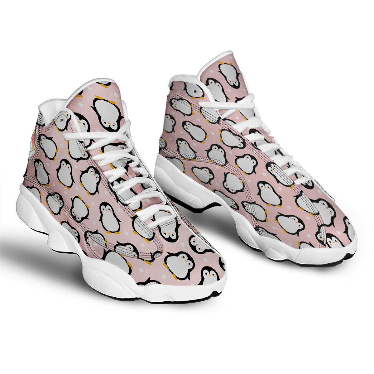 Penguin Xmas Print Pattern White Basketball Shoes-grizzshop