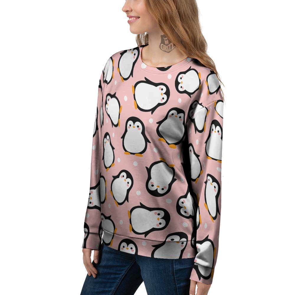Penguin Xmas Print Pattern Women's Sweatshirt-grizzshop