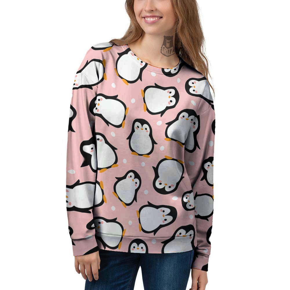 Penguin Xmas Print Pattern Women's Sweatshirt-grizzshop