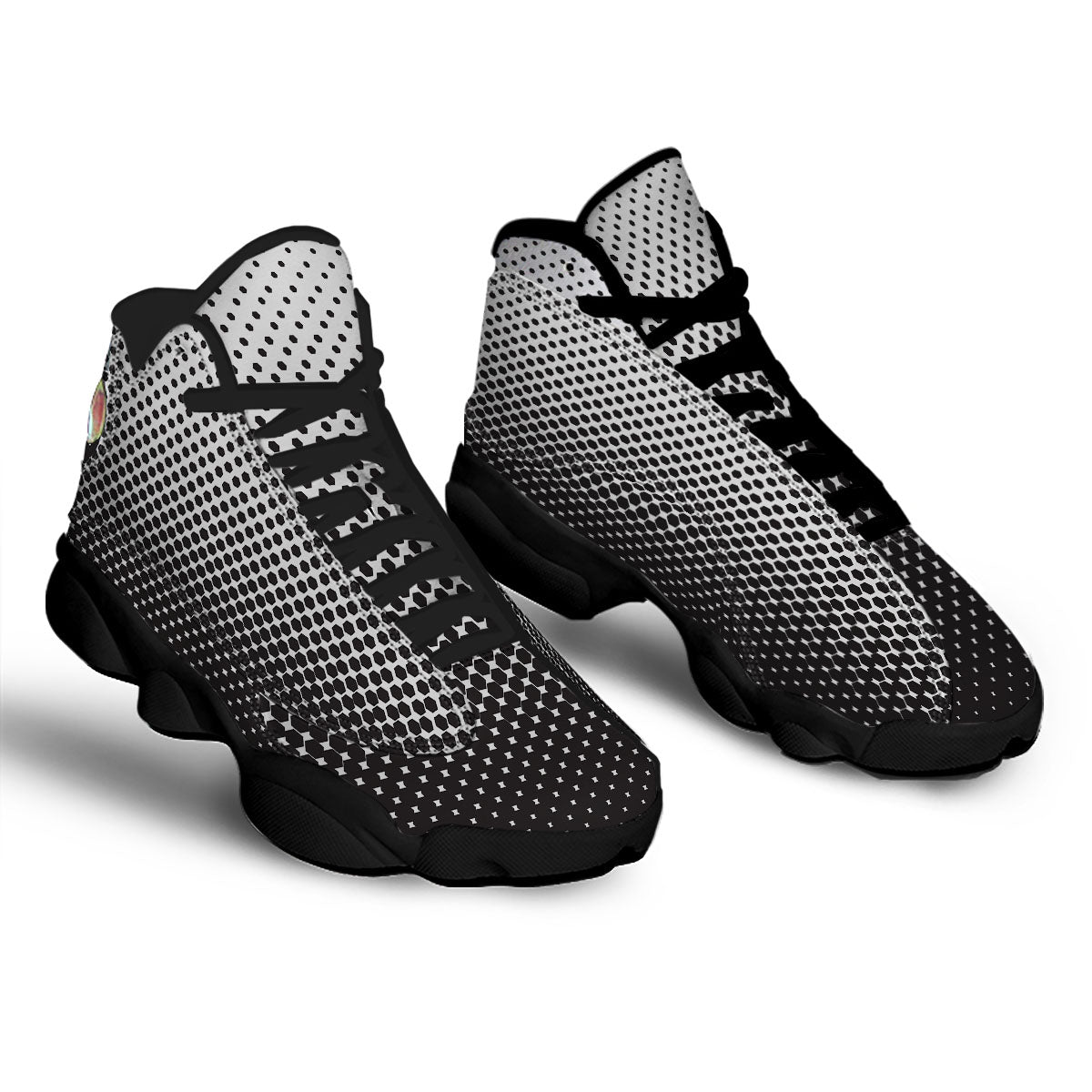 Pentagon Halftone Print Black Basketball Shoes-grizzshop
