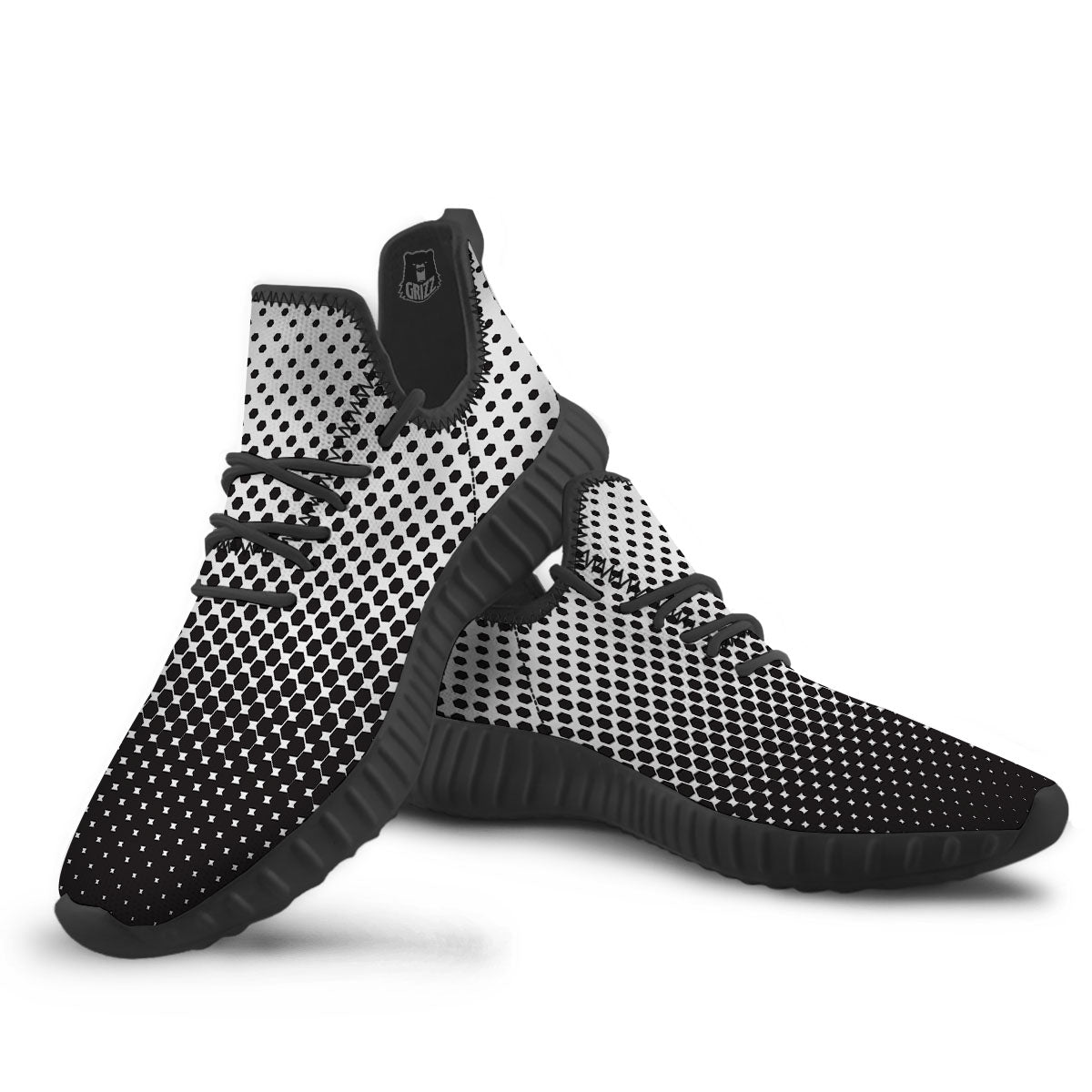 Pentagon Halftone Print Black Walking Shoes-grizzshop
