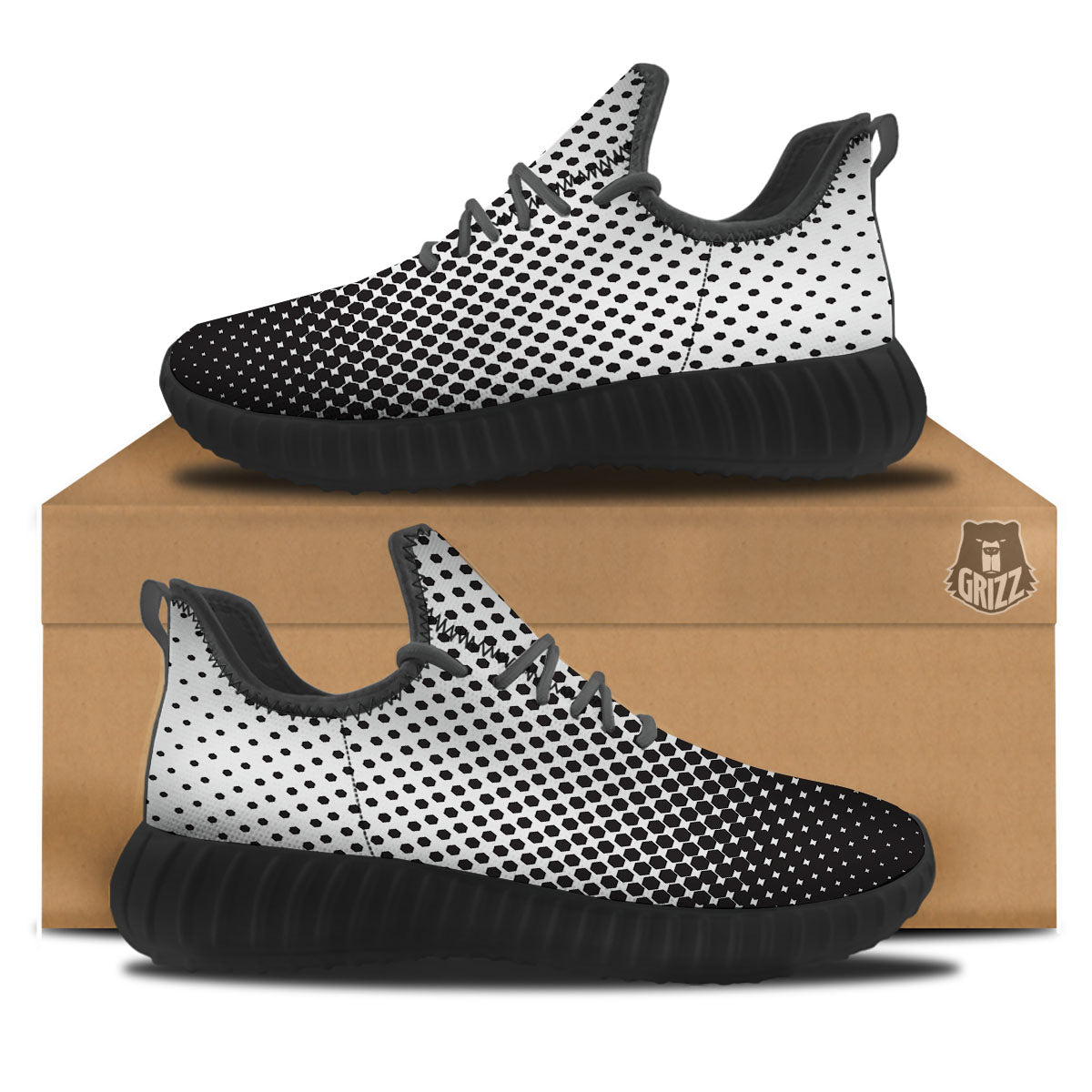 Pentagon Halftone Print Black Walking Shoes-grizzshop